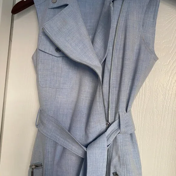 Calvin Klein Light Blue dress with Silver Zipper Accents Size 2P - Picture 3 of 4